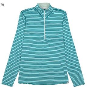 Patagonia Capilene 3 Base Layer Shirt Midweight 1/2 Zip Striped Teal Medium